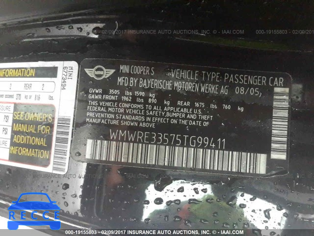 2005 Mini Cooper WMWRE33575TG99411 image 8