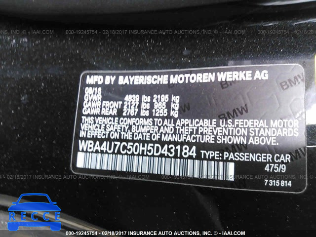 2017 BMW 430I WBA4U7C50H5D43184 image 8