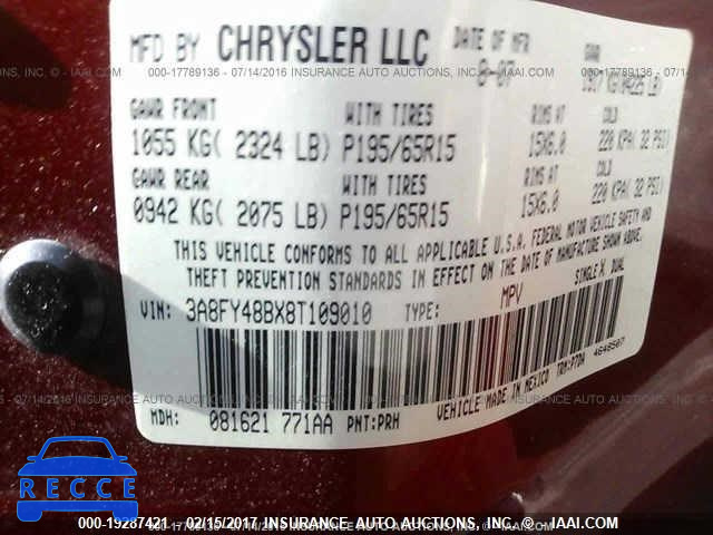 2008 Chrysler PT Cruiser 3A8FY48BX8T109010 зображення 8