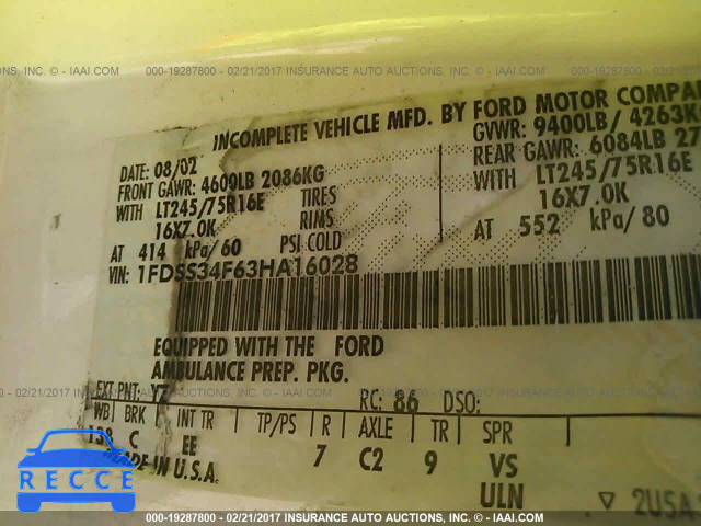 2003 Ford Econoline 1FDSS34F63HA16028 image 8