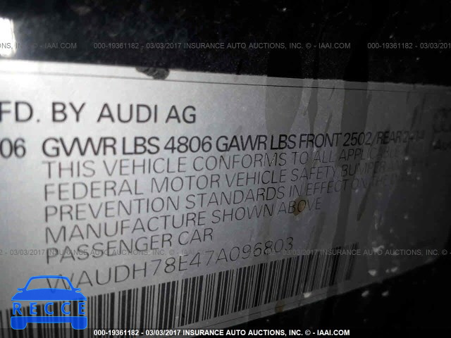 2007 AUDI A4 WAUDH78E47A096803 image 8