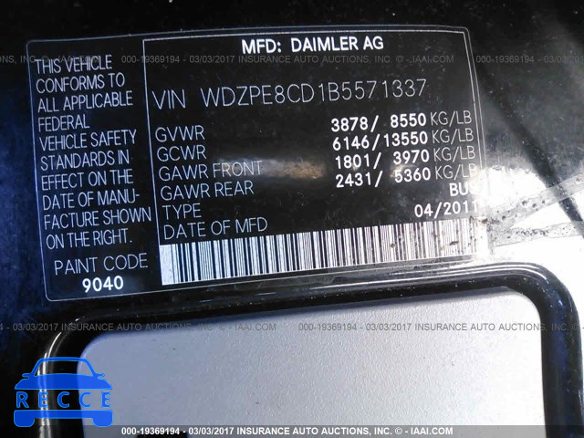 2011 Mercedes-benz Sprinter WDZPE8CD1B5571337 Bild 8