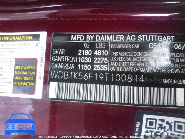 2009 Mercedes-benz CLK 350 WDBTK56F19T100814 image 8
