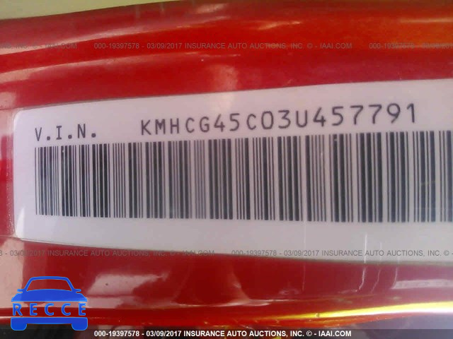 2003 Hyundai Accent GL KMHCG45C03U457791 image 8