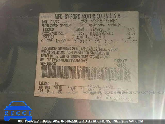 2002 Ford Ranger 1FTYR44U82TA56041 image 8