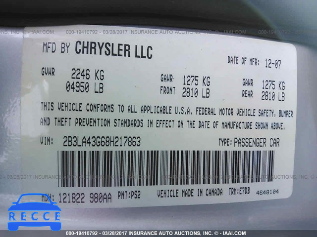 2008 Dodge Charger 2B3LA43G68H217863 image 8