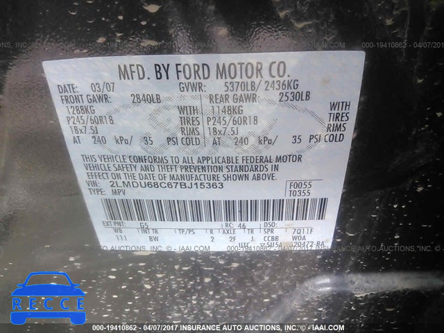 2007 LINCOLN MKX 2LMDU68C67BJ15363 image 8