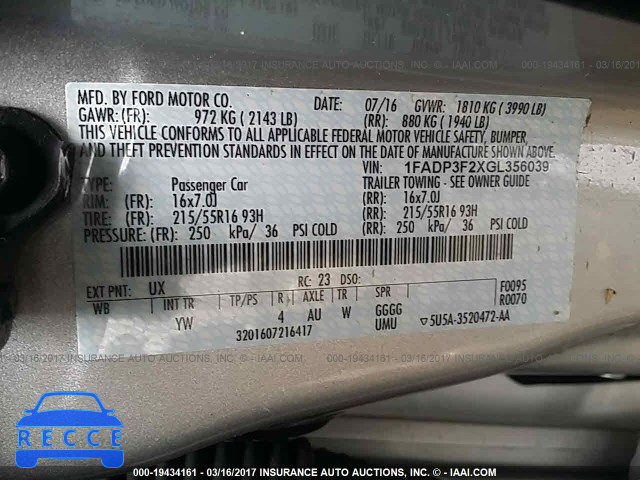 2016 Ford Focus 1FADP3F2XGL356039 image 8