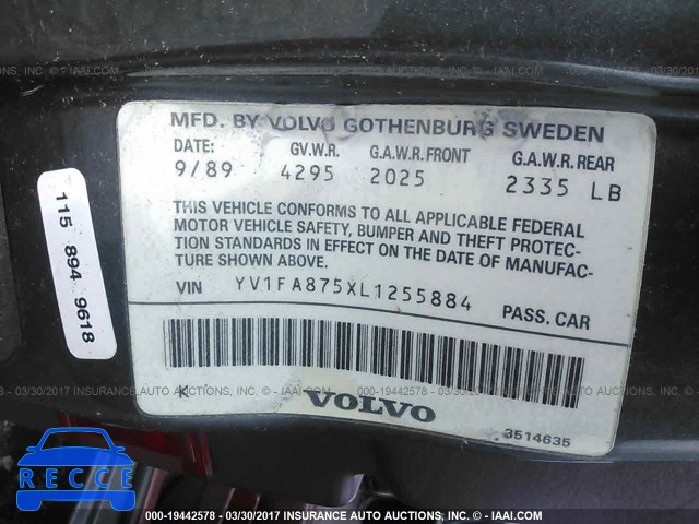 1990 Volvo 740 YV1FA875XL1255884 image 8