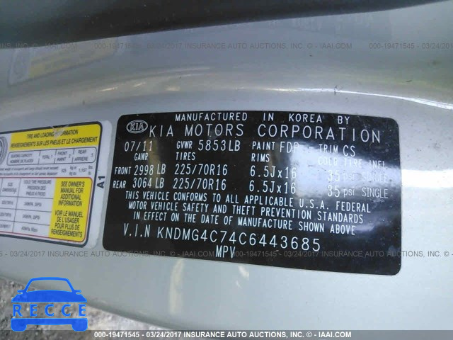 2012 KIA Sedona KNDMG4C74C6443685 image 8