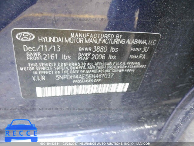 2014 Hyundai Elantra 5NPDH4AE5EH461037 зображення 8