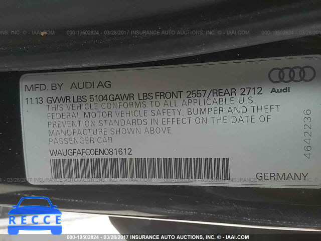 2014 Audi A6 PREMIUM PLUS WAUGFAFC0EN081612 image 8