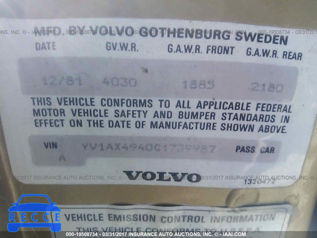 1982 Volvo 244 DL/GL YV1AX4940C1739987 image 8