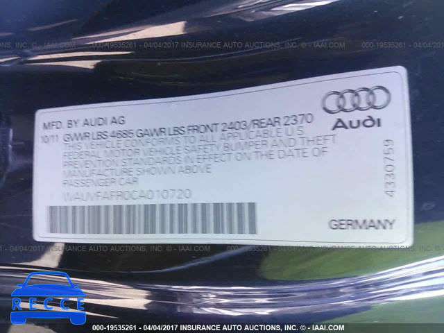 2012 Audi A5 WAUVFAFR0CA010720 image 8