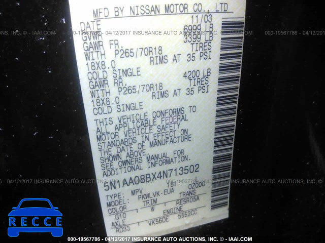 2004 Nissan Armada 5N1AA08BX4N713502 image 8