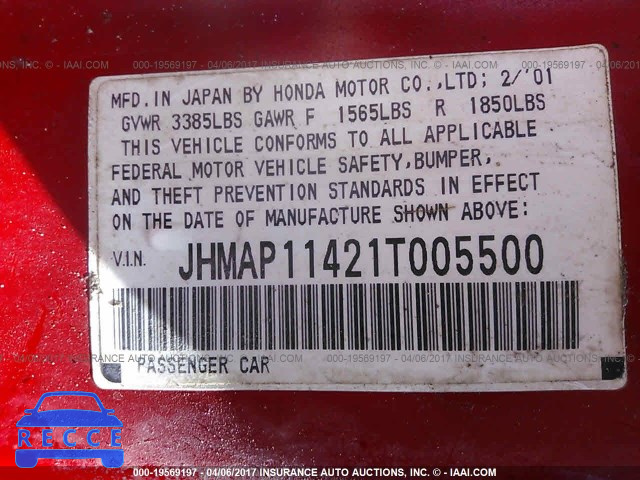 2001 Honda S2000 JHMAP11421T005500 image 8