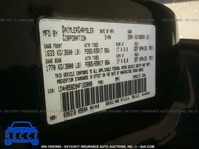 2004 Dodge Durango LIMITED 1D4HB58D94F163009 image 8