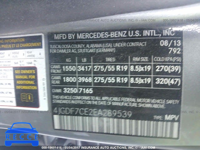 2014 Mercedes-benz GL 450 4MATIC 4JGDF7CE2EA289539 зображення 8