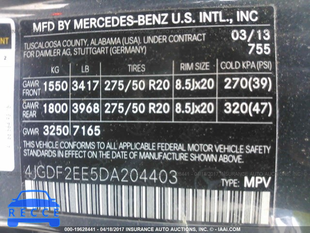 2013 Mercedes-benz GL 350 BLUETEC 4JGDF2EE5DA204403 image 8