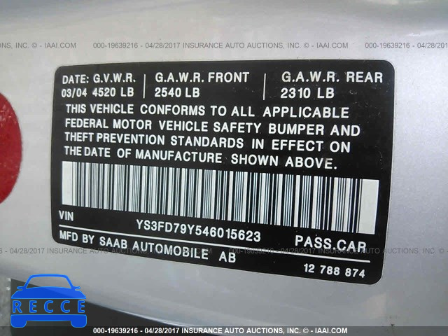 2004 SAAB 9-3 ARC YS3FD79Y546015623 image 8