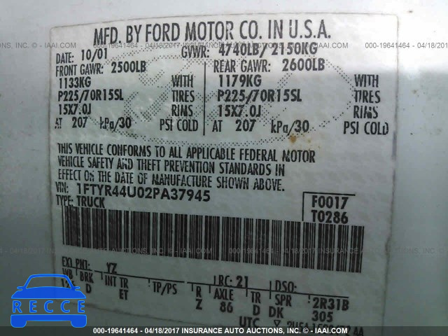 2002 Ford Ranger 1FTYR44U02PA37945 image 8