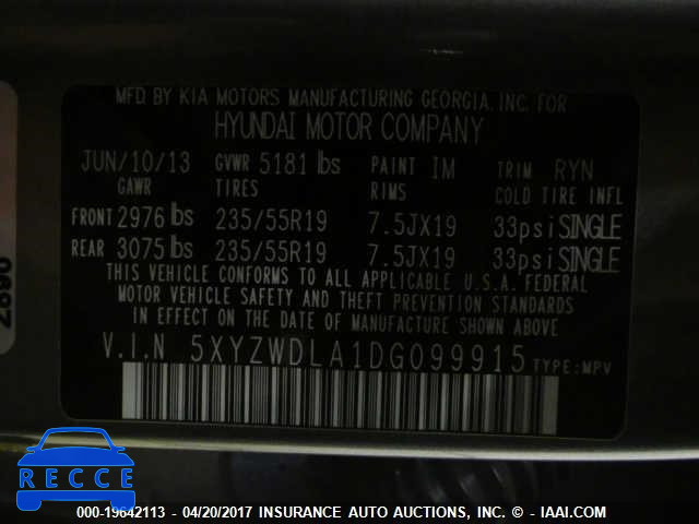 2013 Hyundai Santa Fe Sport 5XYZWDLA1DG099915 image 8