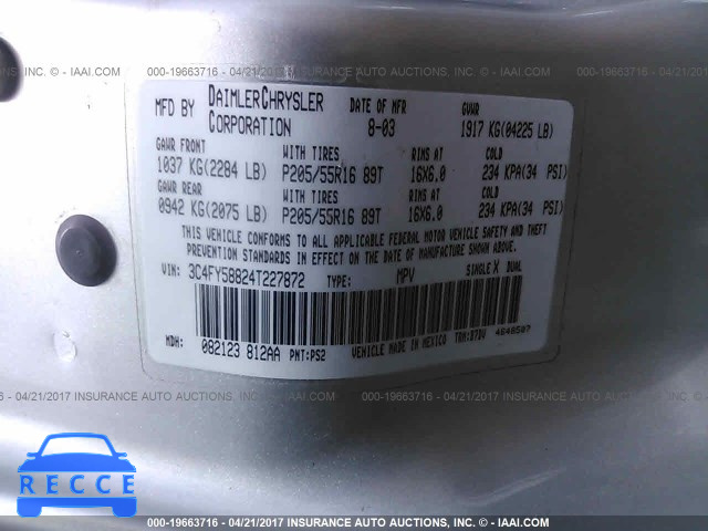 2004 Chrysler PT Cruiser TOURING 3C4FY58824T227872 Bild 8
