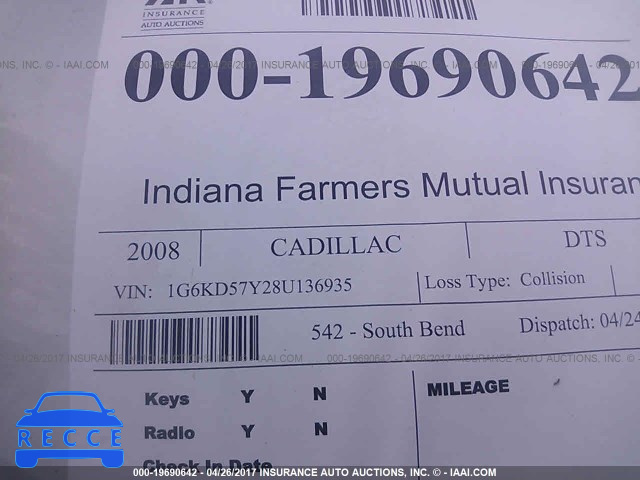 2008 Cadillac DTS 1G6KD57Y28U136935 image 8