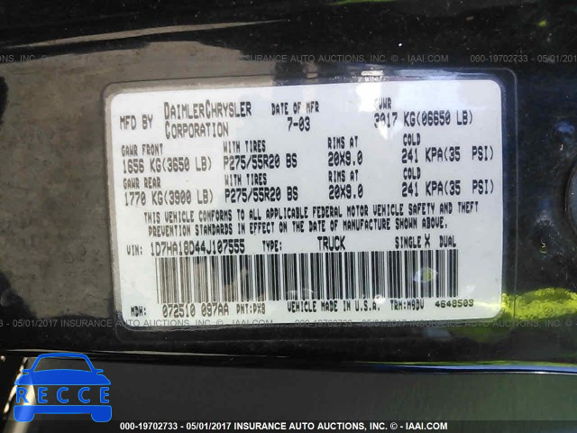 2004 Dodge RAM 1500 1D7HA18D44J107555 зображення 8