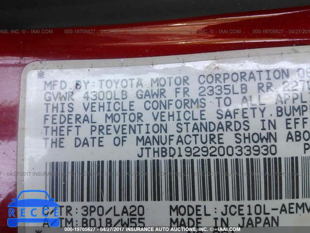 2002 LEXUS IS 300 JTHBD192920033930 image 8