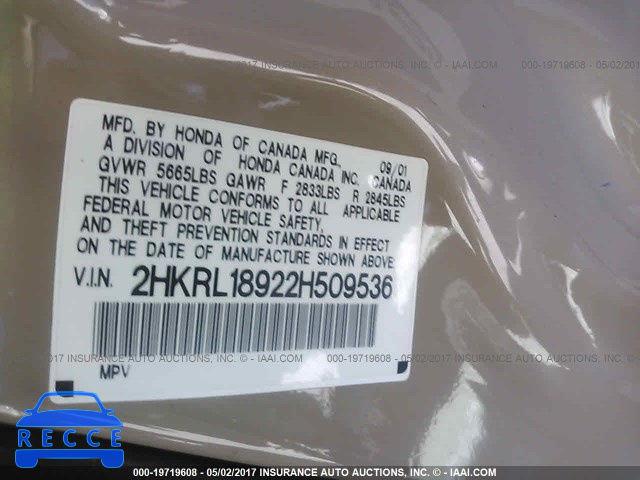 2002 Honda Odyssey EXL 2HKRL18922H509536 image 8