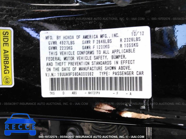 2013 Acura TL TECH 19UUA9F58DA000562 Bild 8