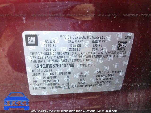 2016 Chevrolet Trax 3GNCJRSB7GL137700 image 8