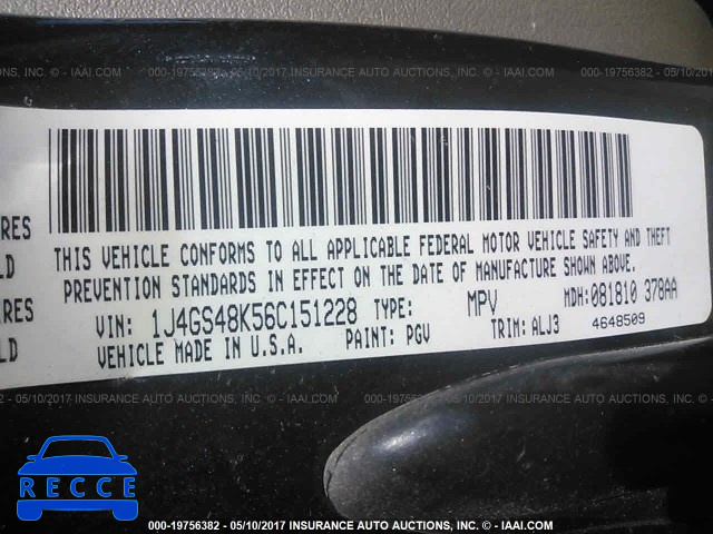 2006 JEEP GRAND CHEROKEE 1J4GS48K56C151228 image 8