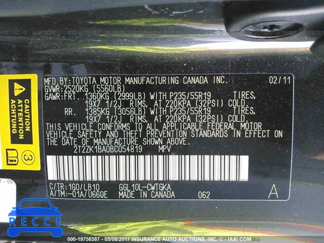 2011 Lexus RX 350 2T2ZK1BA0BC054819 image 8