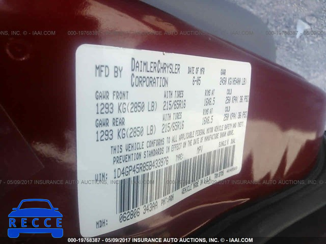 2005 Dodge Caravan SXT 1D4GP45R85B433976 Bild 8