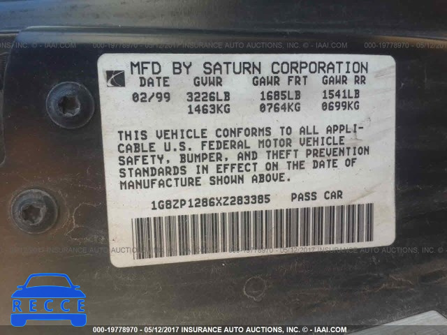 1999 SATURN SC1 1G8ZP1286XZ283385 image 8