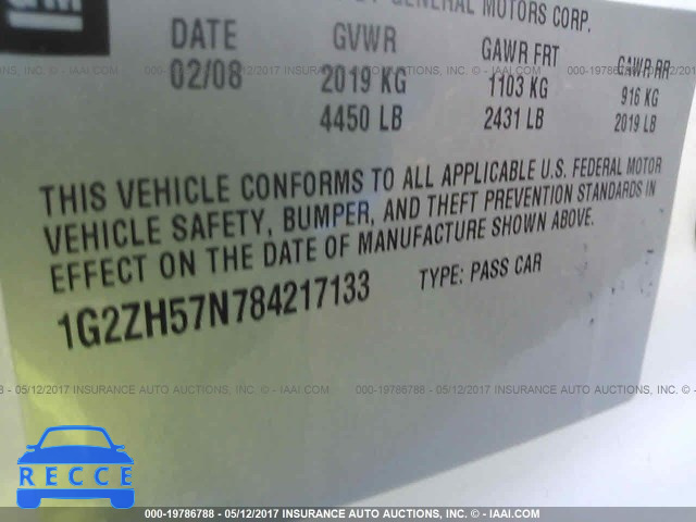 2008 Pontiac G6 1G2ZH57N784217133 image 8