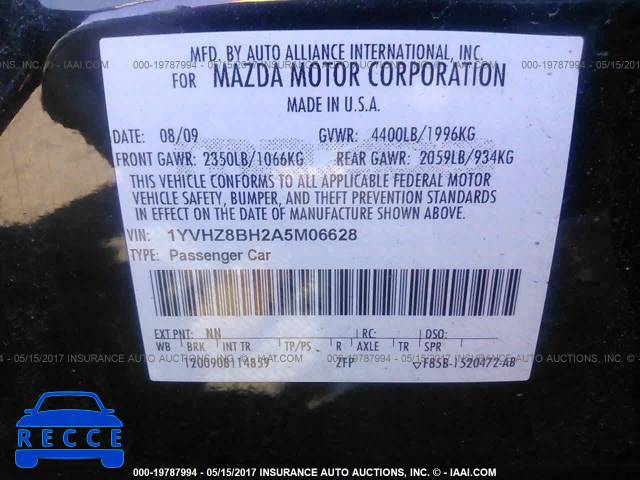 2010 Mazda 6 1YVHZ8BH2A5M06628 Bild 8