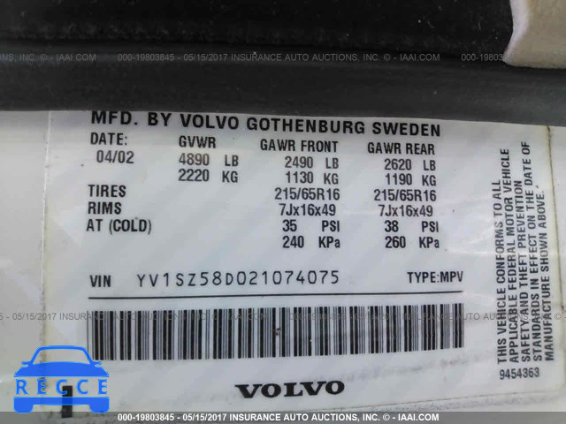 2002 Volvo V70 XC YV1SZ58D021074075 image 8