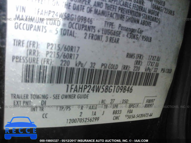 2008 Ford Taurus 1FAHP24W58G109846 image 8