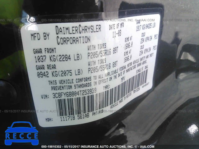 2004 CHRYSLER PT CRUISER 3C8FY68804T253939 зображення 8