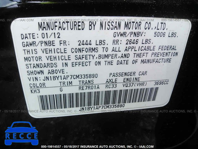 2012 Infiniti M37 JN1BY1AP7CM335890 image 8