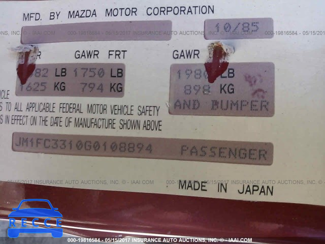 1986 Mazda RX7 JM1FC3310G0108894 зображення 8