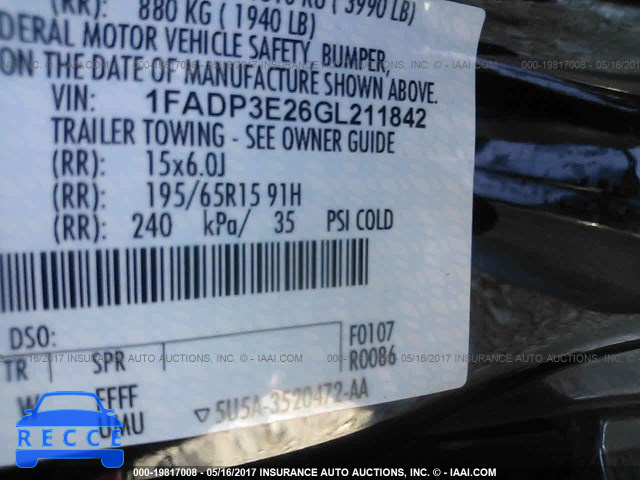 2016 Ford Focus 1FADP3E26GL211842 image 8