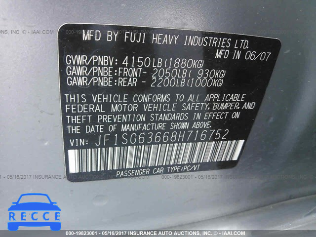 2008 Subaru Forester 2.5X JF1SG63668H716752 image 8