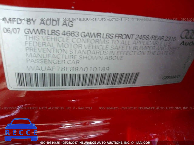 2008 Audi A4 2.0T WAUAF78E88A010189 image 8