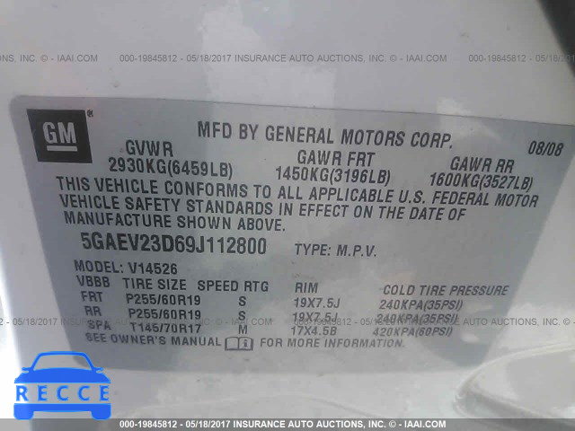 2009 Buick Enclave 5GAEV23D69J112800 image 8