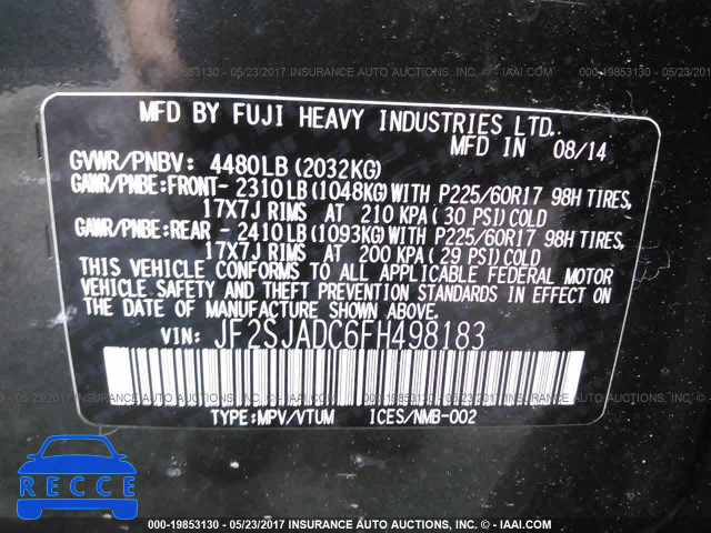 2015 Subaru Forester JF2SJADC6FH498183 Bild 8