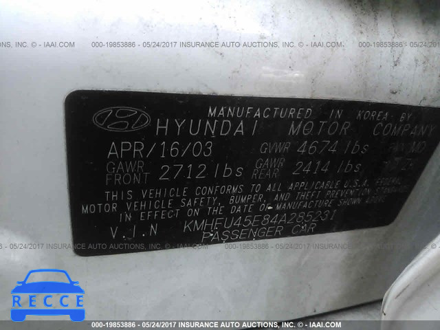 2004 Hyundai XG 350 KMHFU45E84A285231 image 8